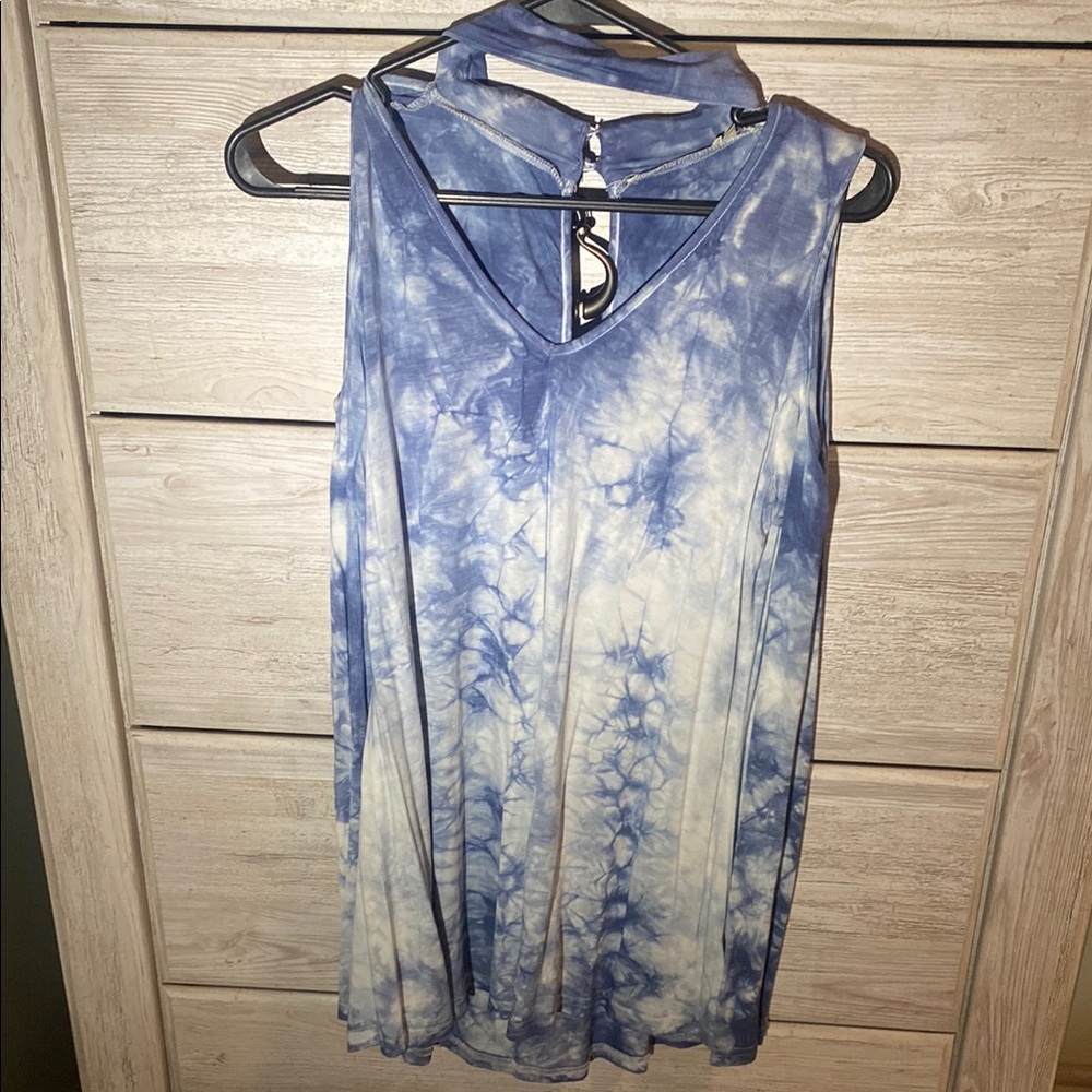 Blue and White Cold Sholder-Long sleeve tunic and Relaxed Fit